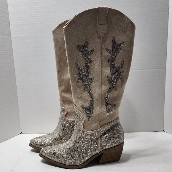 New Madden NYC Tall Embroidered Western Boots w/Stones Sparkle - Glitter Size 10 - Picture 5 of 9